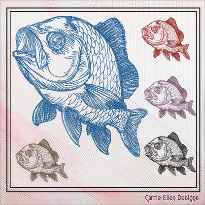Ocean Fish Machine Embroidery Design, Fish Sketch Line Art Design, Marine Life Embroidery, 6 Sizes (2744)
