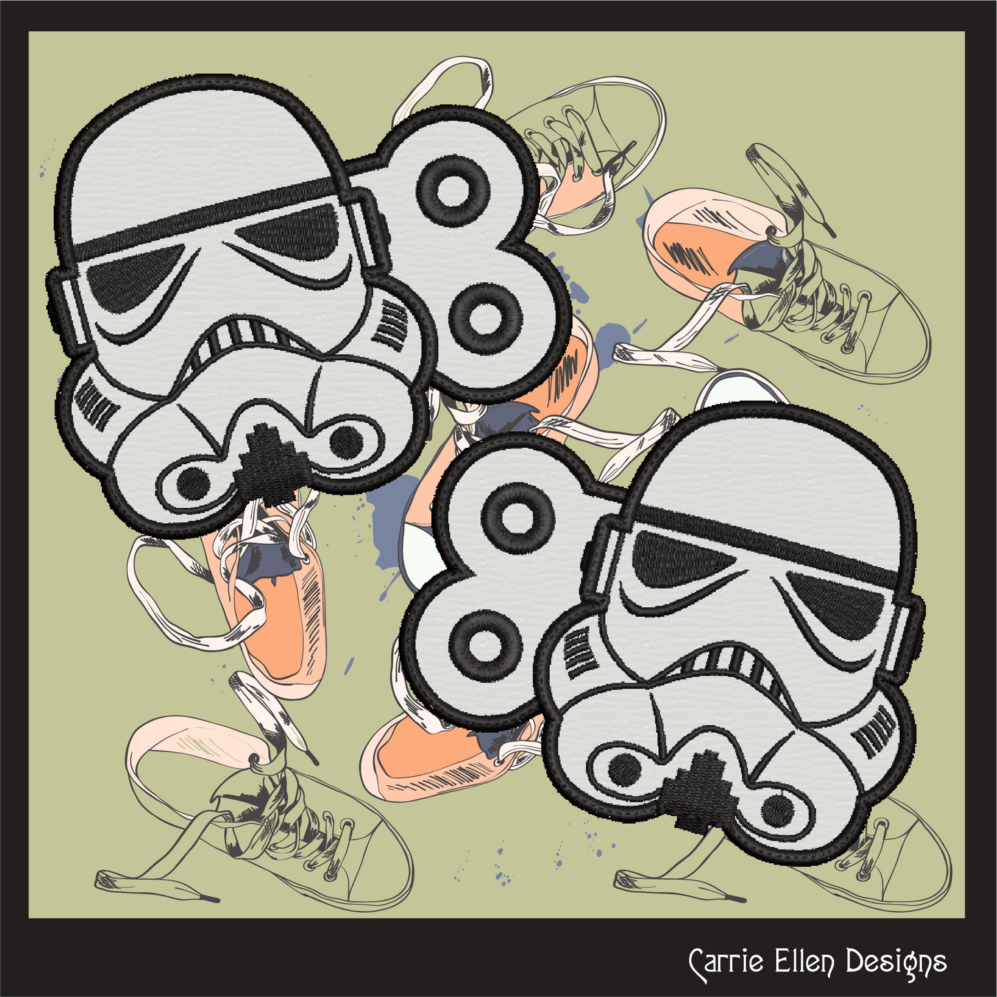 Space Trooper Shoe Wings ITH Machine Embroidery Design | Lace-Up Sneaker Accessory Embroidery File | Sci-Fi Inspired Shoe Charm (2757)