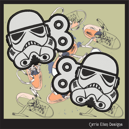Space Trooper Shoe Wings ITH Machine Embroidery Design | Lace-Up Sneaker Accessory Embroidery File | Sci-Fi Inspired Shoe Charm (2757)