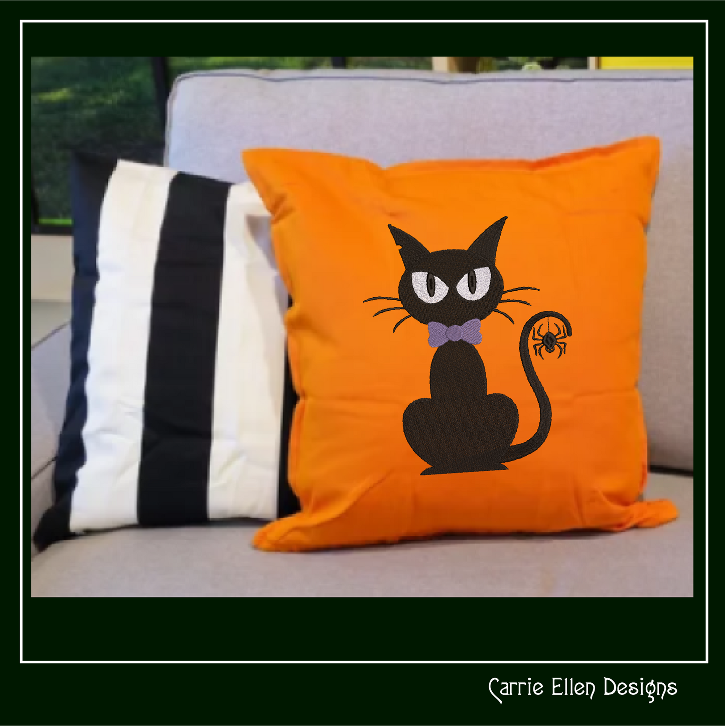 Black Cat Embroidery Design, Halloween Cat with Spider Machine Embroidery Design, Witches Familiar Design, 6 Sizes (2765)