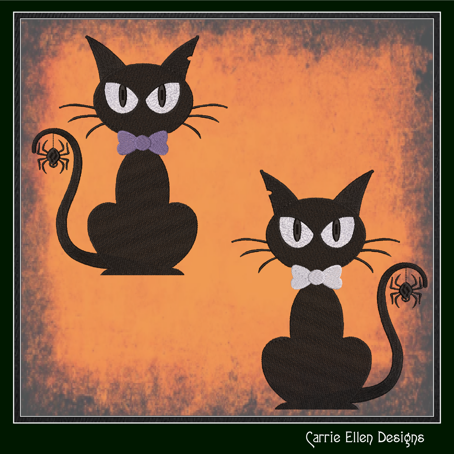 Black Cat Embroidery Design, Halloween Cat with Spider Machine Embroidery Design, Witches Familiar Design, 6 Sizes (2765)