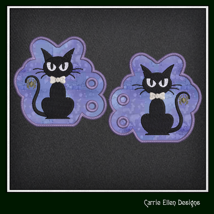 Black Cat ITH Machine Embroidery Shoe Wing Design – Black Cat with Spider Shoe Charms, Halloween Shoe Fashion – 4x4 and 5x7 Hoops (2768)