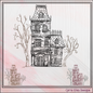 Haunted House Embroidery Sketch Design, Creepy House Machine Embroidery Design, Halloween Line Art Embroidery, 6 Sizes (2771)