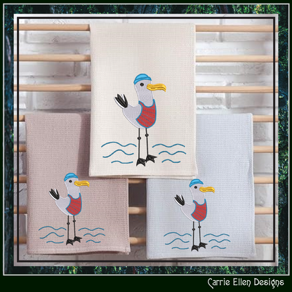 Seagull Machine Embroidery Design, Pirate Ship Crew Embroidery Pattern, Seagull Pirate Sailor Beach Design, 6 Sizes (2782)
