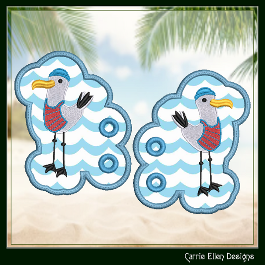Seagull In The Hoop Shoe Wings – Seagull Sailor Machine Embroidery ITH Shoe Charms, Pirate Sea Bird Design (2784)