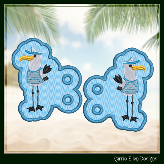 Seagull In The Hoop Shoe Wings – Seagull Captain Machine Embroidery ITH Shoelace Charms, Seagull Pirate Shoe Fashion (2790)