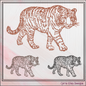 Tiger Machine Embroidery Design Sketch, Animal Embroidery, Stalking Artistic Jungle Cat, 6 Sizes (2795)