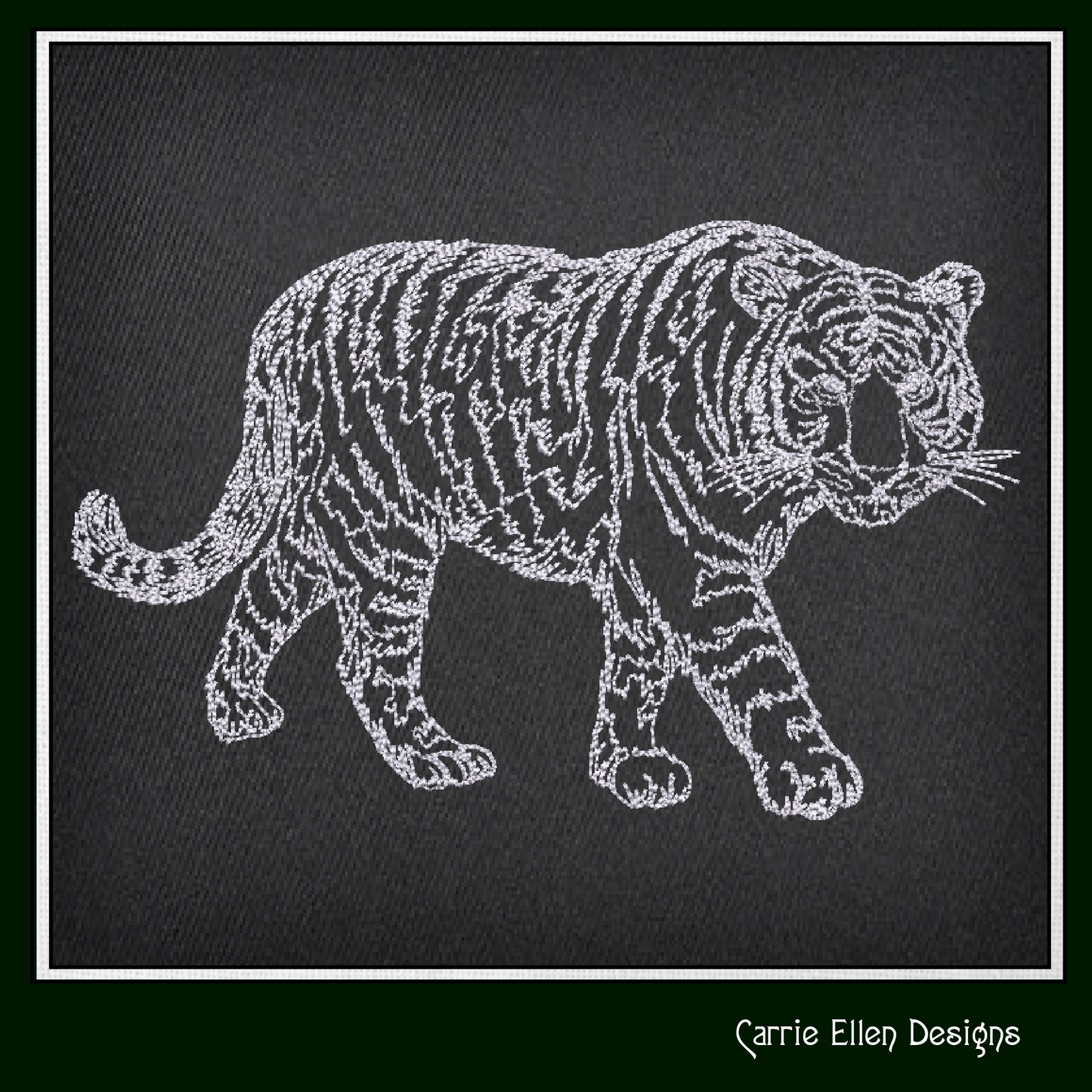 Tiger Machine Embroidery Design Sketch, Animal Embroidery, Stalking Artistic Jungle Cat, 6 Sizes (2795)