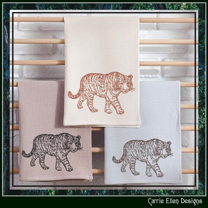 Tiger Machine Embroidery Design Sketch, Animal Embroidery, Stalking Artistic Jungle Cat, 6 Sizes (2795)