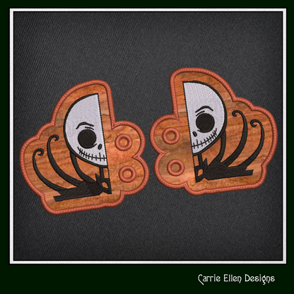 Jack Skellington ITH Shoe Wings Design – Halloween Theme Machine Embroidery Shoe Charms, In The Hoop Pattern Nightmare Before Christmas (2802)