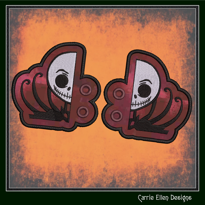 Jack Skellington ITH Shoe Wings Design – Halloween Theme Machine Embroidery Shoe Charms, In The Hoop Pattern Nightmare Before Christmas (2802)