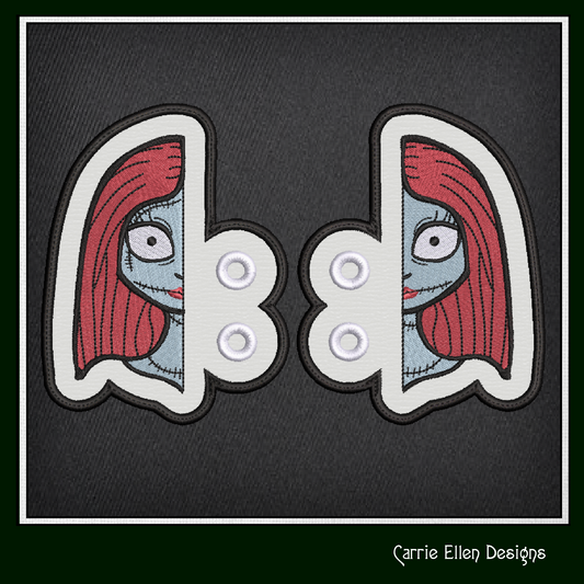Corpse Bride ITH Shoe Wing Design – Machine Embroidery In The Hoop Design, Nightmare Before Christmas Boot Charms (2804)