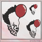 Pennywise the Clown Balloon Machine Embroidery Design – Horror Movie Inspired Pattern, 6 Sizes (2805)