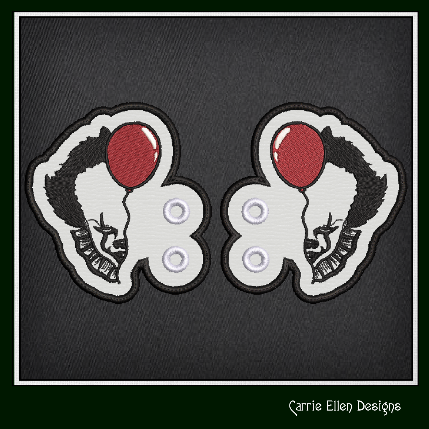 Pennywise The Clown Balloon Shoe Wings ITH Machine Embroidery Design | Horror Inspired Sneaker Accessory | Lace-Up Shoe Charm Embroidery File (2806)