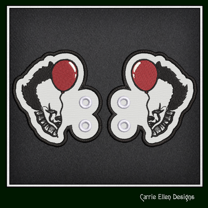 Pennywise The Clown Balloon Shoe Wings ITH Machine Embroidery Design | Horror Inspired Sneaker Accessory | Lace-Up Shoe Charm Embroidery File (2806)