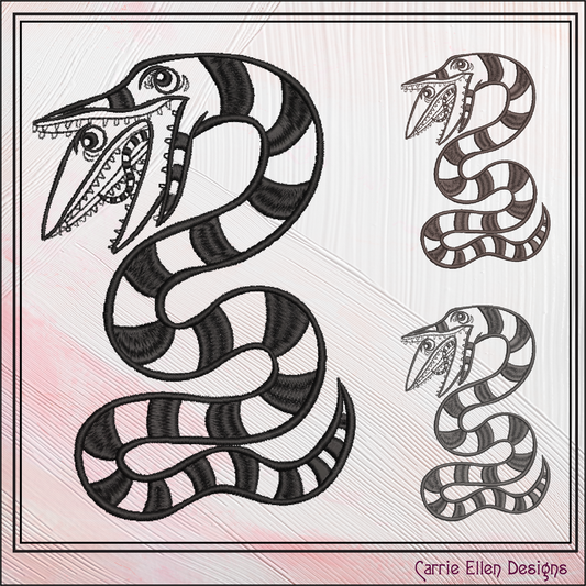 Sandworm Machine Embroidery Design, Beetlejuice Sandworm Snake Horror Villains, Never Trust The Living, 6 Sizes (2811)