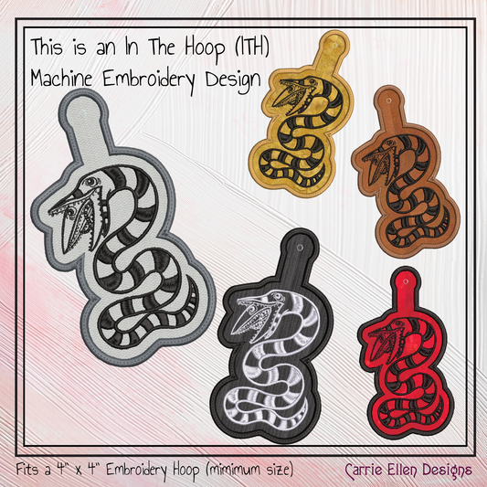Sandworm ITH Key Fob Machine Embroidery Design – Spooky In-The-Hoop Key Tag Pattern (2812)
