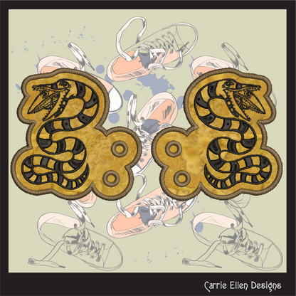 Sandworm Shoe Wings ITH Machine Embroidery Design | Gothic Horror Lace-Up Sneaker Accessory | Spooky Shoe Charm Embroidery File (2813)