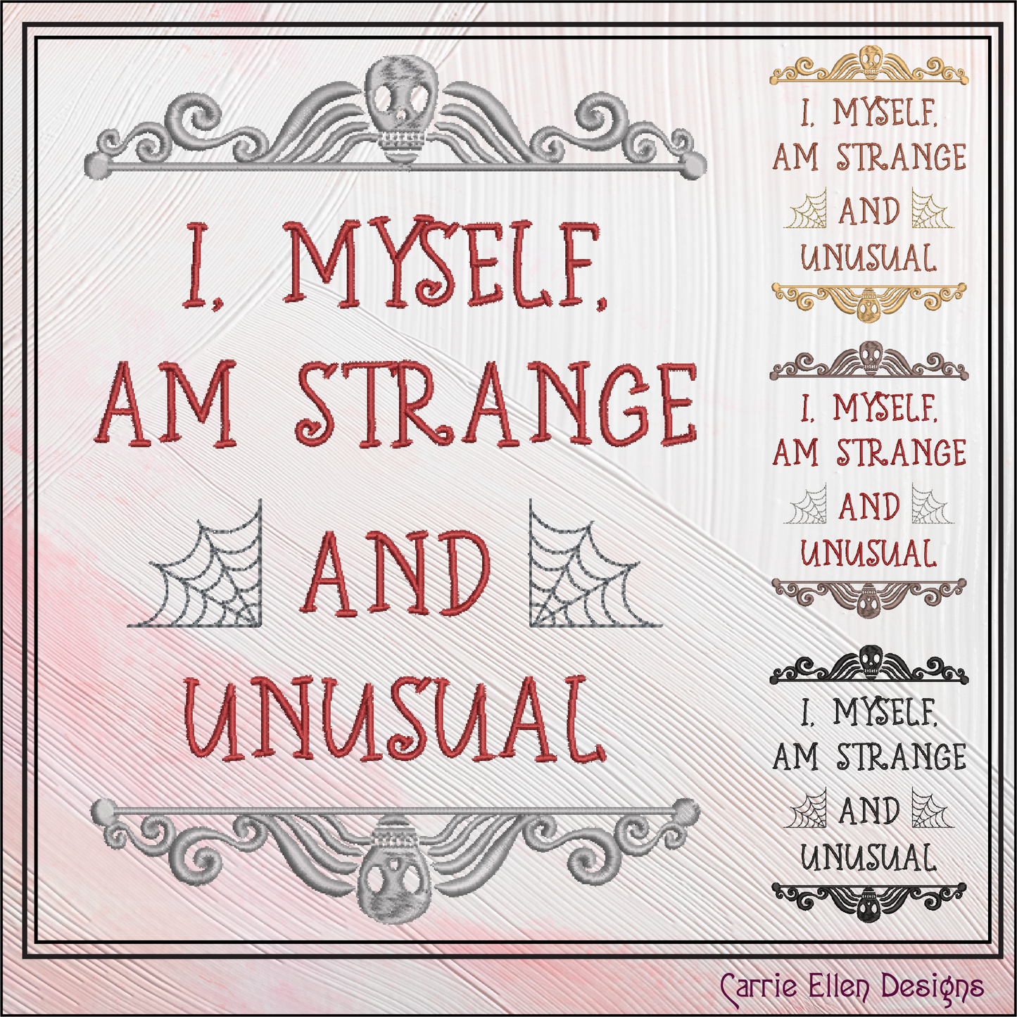 Strange and Unusual Machine Embroidery Design, Halloween Saying, Cobwebs Beetlejuice Embroidery Pattern, 6 Sizes (2816)