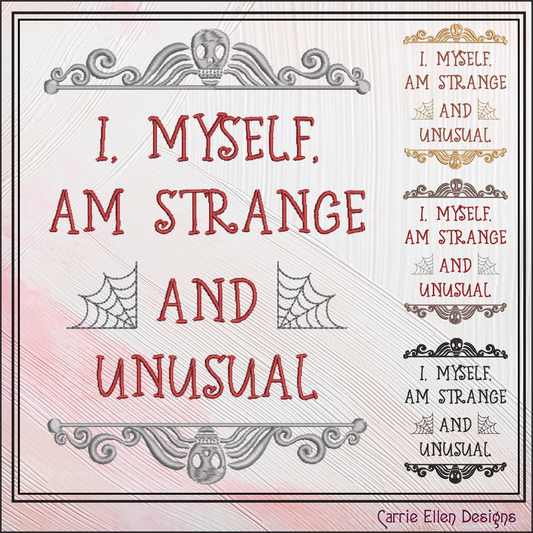 Strange and Unusual Machine Embroidery Design, Halloween Saying, Cobwebs Beetlejuice Embroidery Pattern, 6 Sizes (2816)