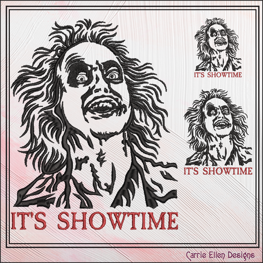 Its Showtime Movie Quote Machine Embroidery Design, Beetlejuice Halloween Themed Film Design, 6 Sizes (2817)
