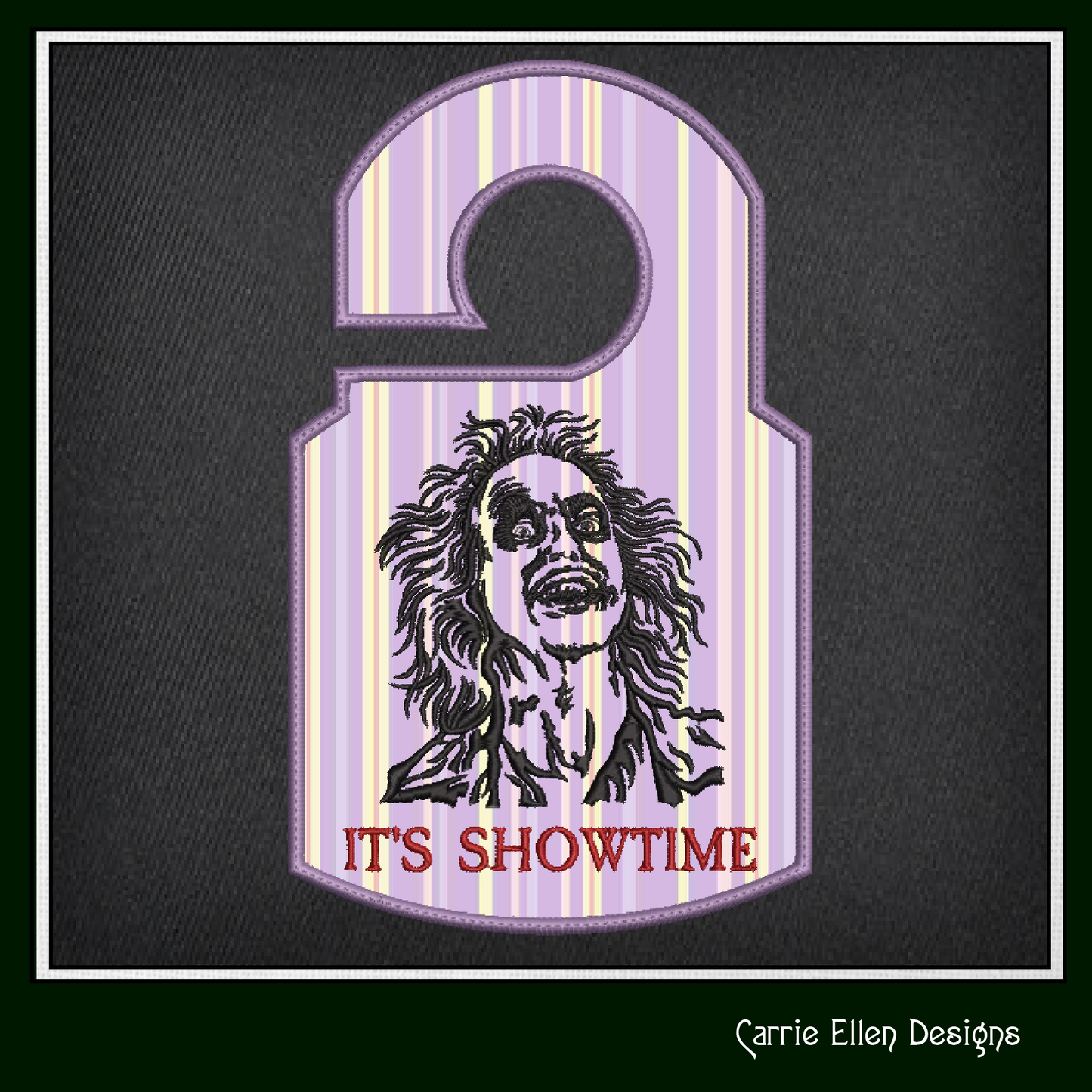 Beetlejuice ITH Door Hanger Embroidery Design, Fan Favorite Character Door Sign, Halloween Movie Character (2819)