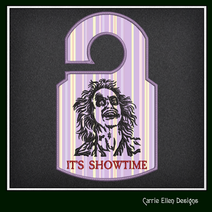Beetlejuice ITH Door Hanger Embroidery Design, Fan Favorite Character Door Sign, Halloween Movie Character (2819)