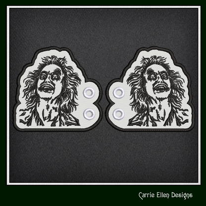 Beetlejuice ITH Shoe Wing Embroidery Design – In The Hoop Character Shoe Charms, Halloween Movie Character (2820)