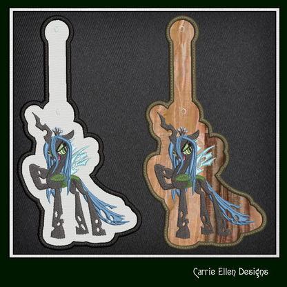 Queen Chrysalis ITH Key Fob Machine Embroidery Design | My Little Pony Inspired In-The-Hoop Bag Tag Project (2837)