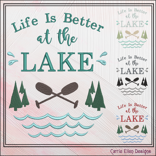Life is Better at the Lake Machine Embroidery Design, Family Camping Vacation Décor, Beach House (2838)