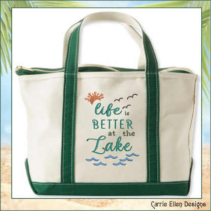 Lake Life Machine Embroidery Design Saying, Life is Better at the Lake with Family Camping Vacation House Décor (2841)