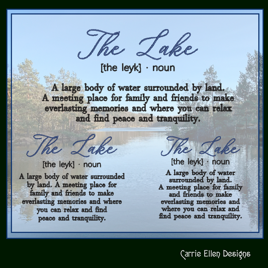 The Lake Machine Embroidery Design Saying, Lake Dictionary Definition, Family Camping Fishing House Decor (2846)