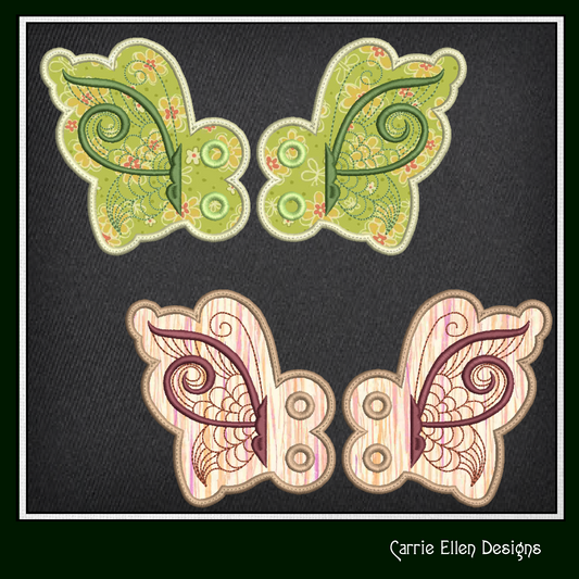 Butterfly In The Hoop Machine Embroidery Shoe Wings – Butterfly Bat Wings for Shoes and Boots, 4x4 and 5x7 Hoop Machine Embroidery Project (2854)