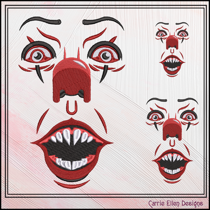 Creepy Clown Face Machine Embroidery Design | Pennywise Clown Embroidery Pattern | Halloween Face Stitch File, 6 Sizes (2858)