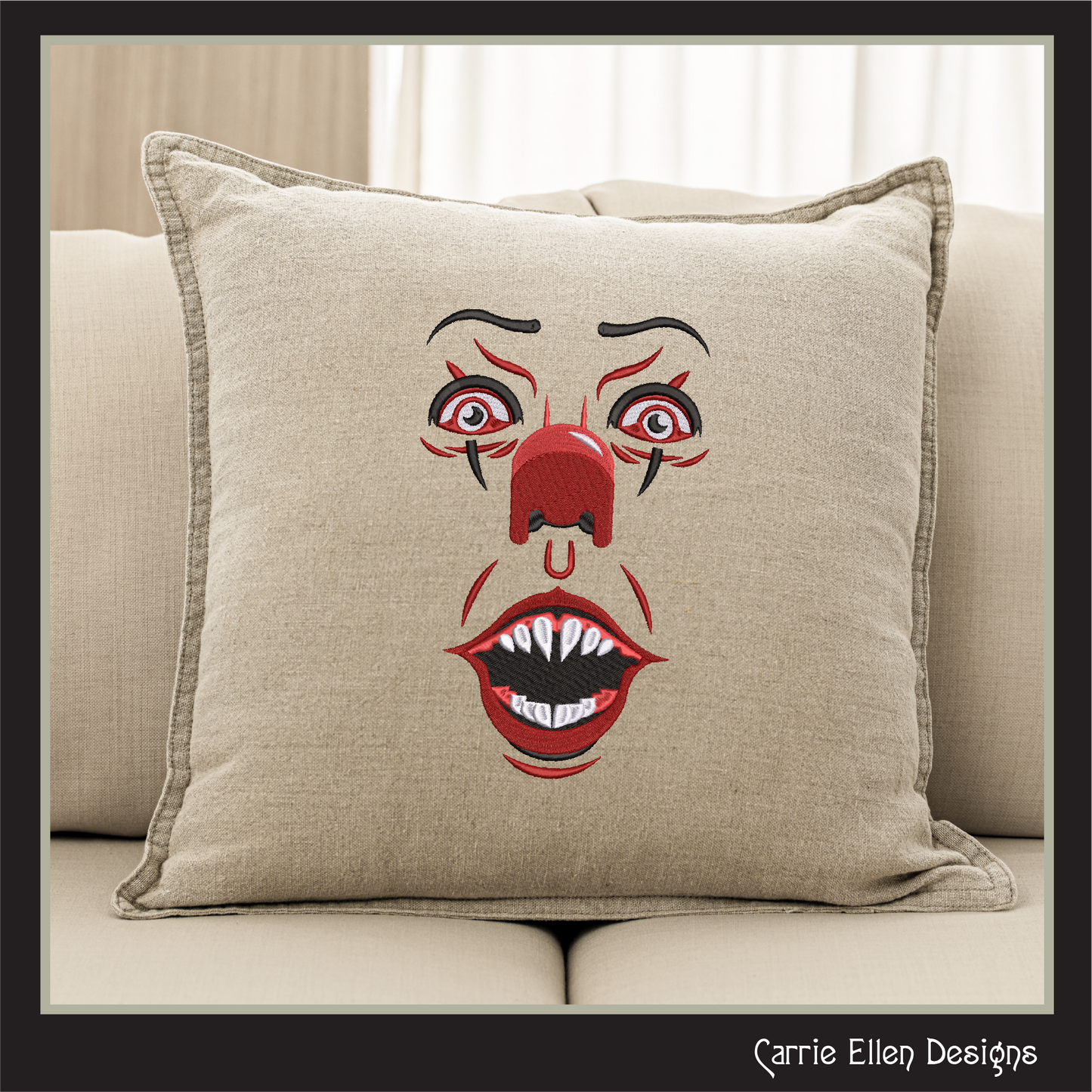 Creepy Clown Face Machine Embroidery Design | Pennywise Clown Embroidery Pattern | Halloween Face Stitch File, 6 Sizes (2858)
