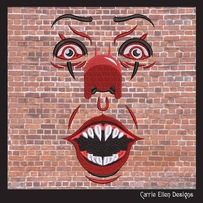 Creepy Clown Face Machine Embroidery Design | Pennywise Clown Embroidery Pattern | Halloween Face Stitch File, 6 Sizes (2858)