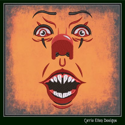 Creepy Clown Face Machine Embroidery Design | Pennywise Clown Embroidery Pattern | Halloween Face Stitch File, 6 Sizes (2858)