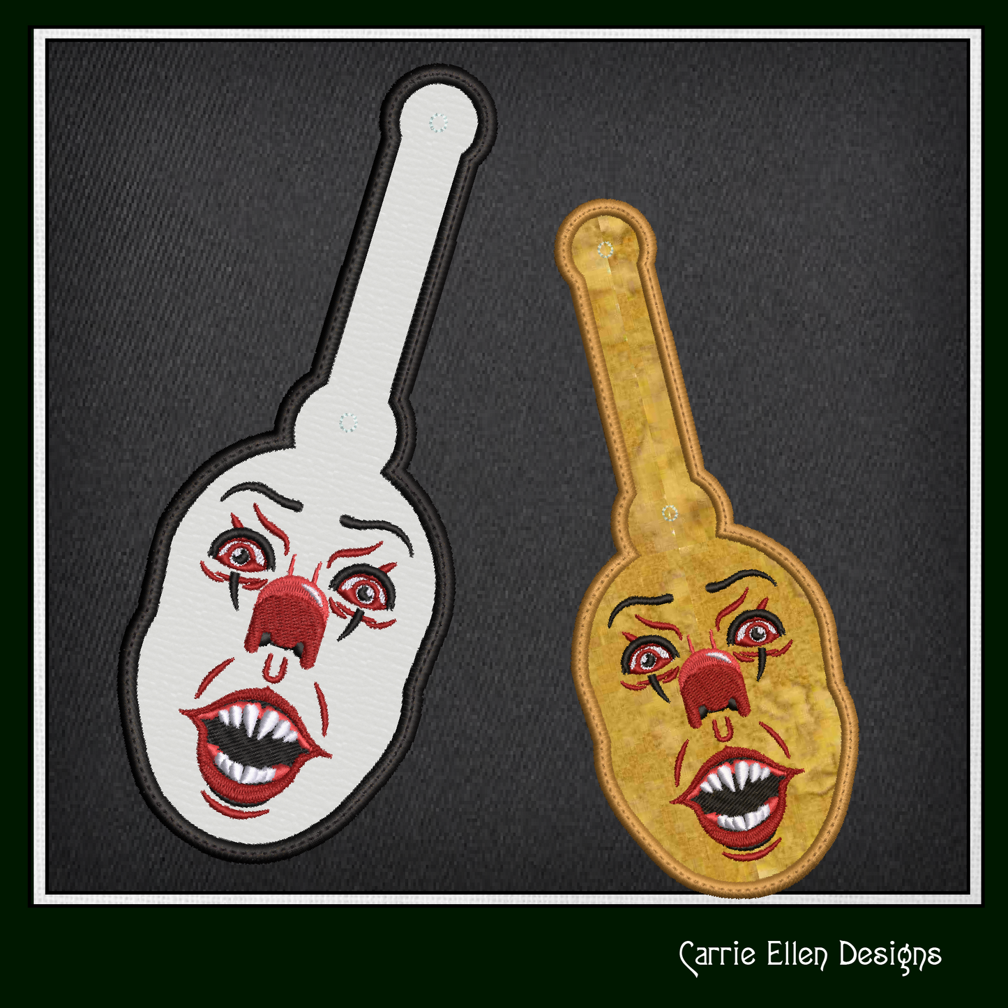 Pennywise the Clown ITH Keychain Machine Embroidery Design | Horror Clown In The Hoop Key Fob Pattern (2859)