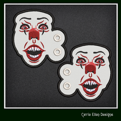 Pennywise The Clown Shoe Wings ITH Machine Embroidery Design | Horror-Inspired Lace-Up Sneaker Accessory | Spooky Shoe Charm Embroidery File (2860)