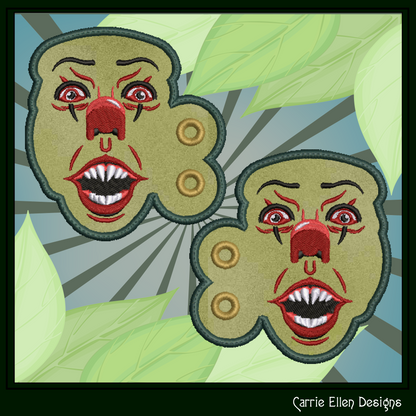 Pennywise The Clown Shoe Wings ITH Machine Embroidery Design | Horror-Inspired Lace-Up Sneaker Accessory | Spooky Shoe Charm Embroidery File (2860)