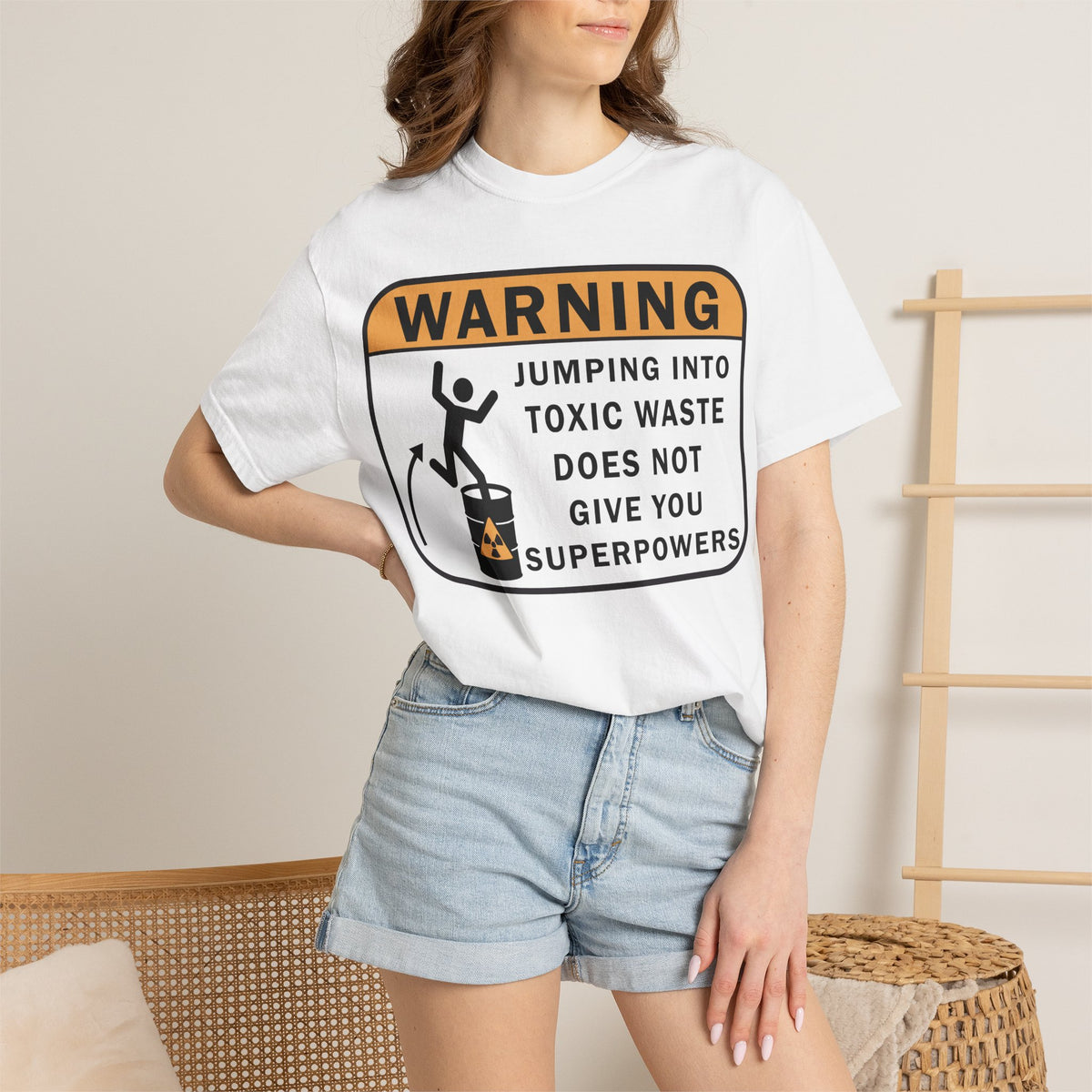 Funny Warning Jumping Into Toxic Waste Comfort Colors T-Shirt - Sarcastic Graphic Tee (4390)