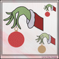 Christmas Grinch Machine Embroidery Design, Grinch Hand Dangling Christmas Ornament Pattern, Ball Cap, 6 Sizes (2867)