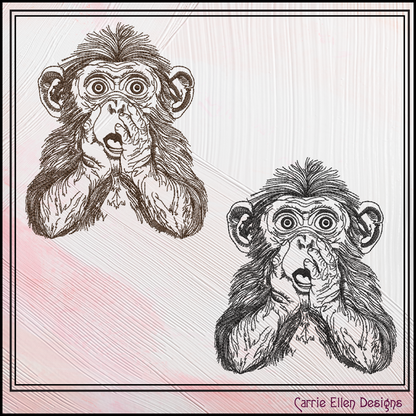 Chimpanzee Sketch Machine Embroidery Design | Realistic Monkey Embroidery Pattern | Wildlife Animal Sketch Stitch File, 6 Sizes (2868)