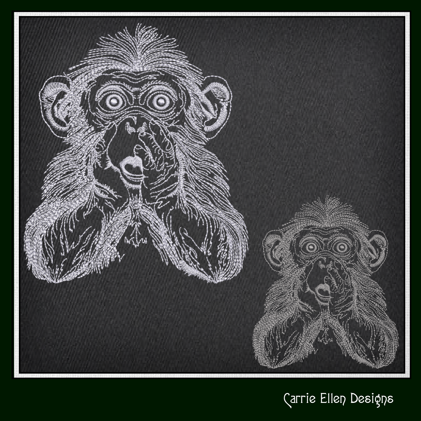 Chimpanzee Sketch Machine Embroidery Design | Realistic Monkey Embroidery Pattern | Wildlife Animal Sketch Stitch File, 6 Sizes (2868)