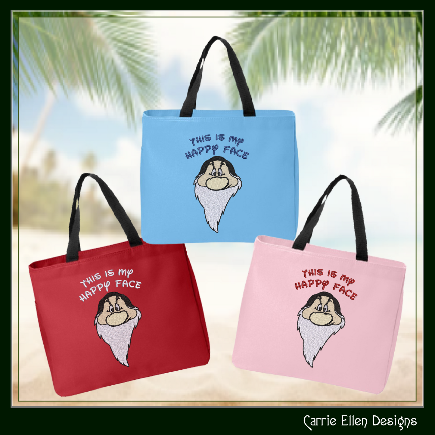 This Is My Happy Face Machine Embroidery Design | Funny Grumpy Dwarf Stitch File | Sarcastic Humor Embroidery, 6 Sizes (2871)