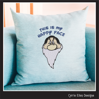 This Is My Happy Face Machine Embroidery Design | Funny Grumpy Dwarf Stitch File | Sarcastic Humor Embroidery, 6 Sizes (2871)