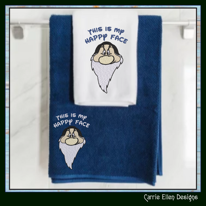 This Is My Happy Face Machine Embroidery Design | Funny Grumpy Dwarf Stitch File | Sarcastic Humor Embroidery, 6 Sizes (2871)