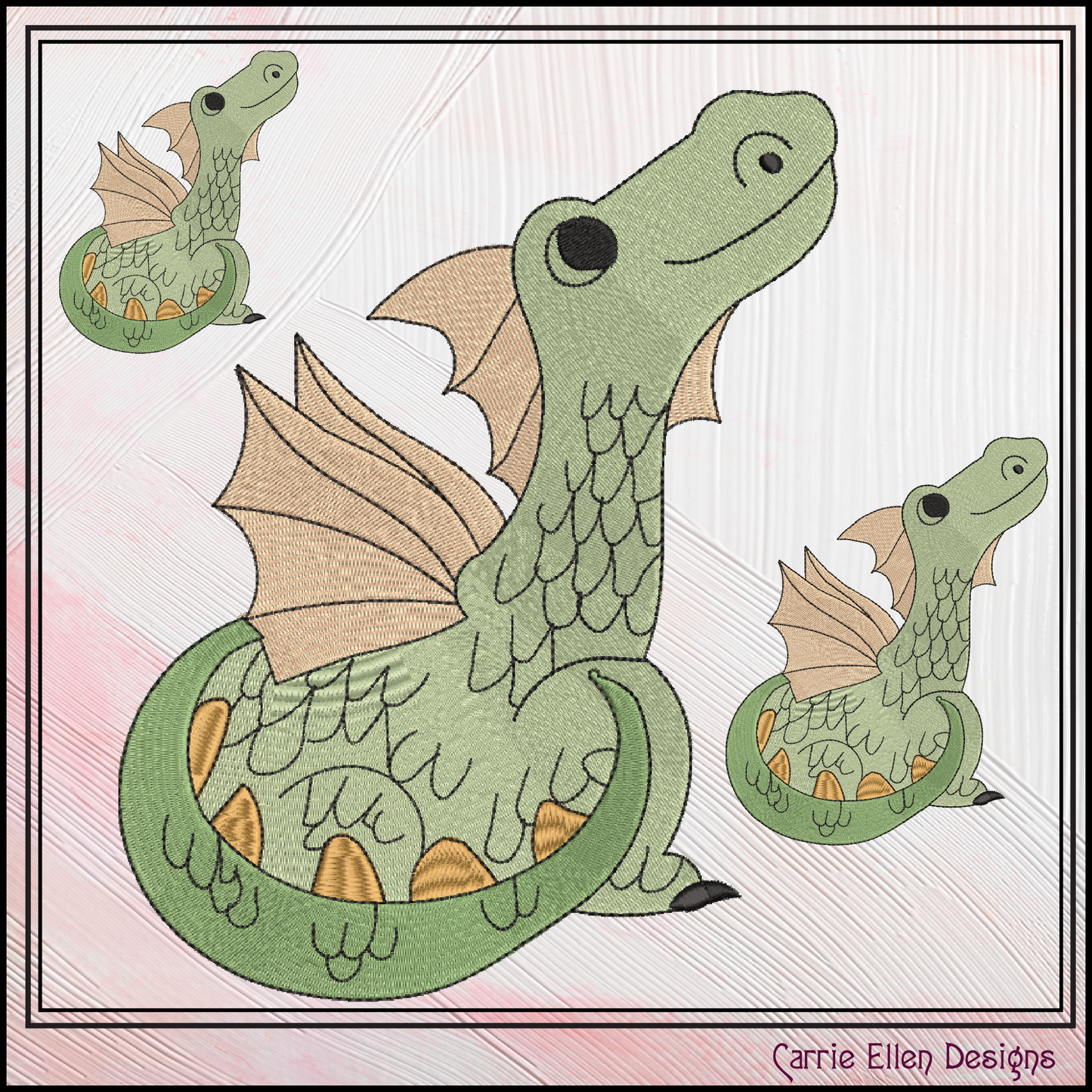 Baby Dragon Machine Embroidery Design | Fantasy Dragon Stitch File | Whimsical Dragon Embroidery Pattern | Kawaii Magical Creature , 6 Sizes, (2880)