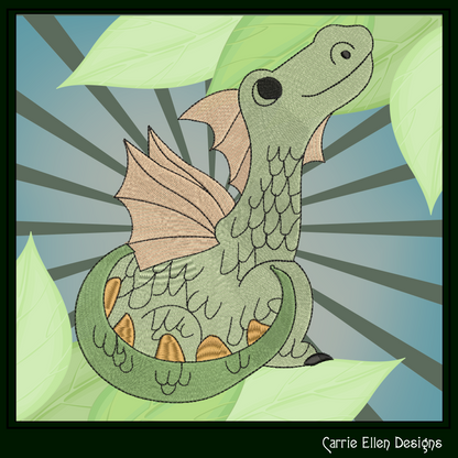 Baby Dragon Machine Embroidery Design | Fantasy Dragon Stitch File | Whimsical Dragon Embroidery Pattern | Kawaii Magical Creature , 6 Sizes, (2880)