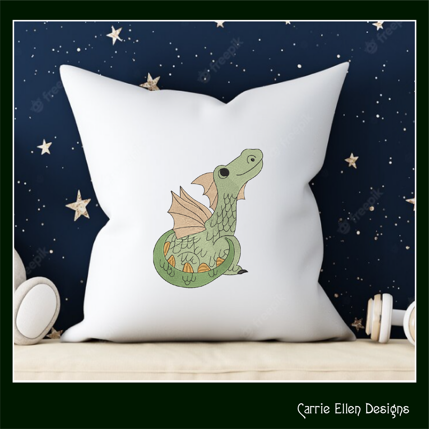 Baby Dragon Machine Embroidery Design | Fantasy Dragon Stitch File | Whimsical Dragon Embroidery Pattern | Kawaii Magical Creature , 6 Sizes, (2880)